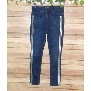 Express Ankle High Rise Denim Perfect Metallic Side Stripe Skinny Jean Womens 6